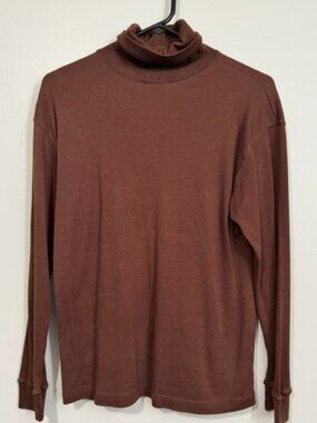 Woman's NY Line Long Sleeve Turtle Neck Shirt Color Brown Size Large